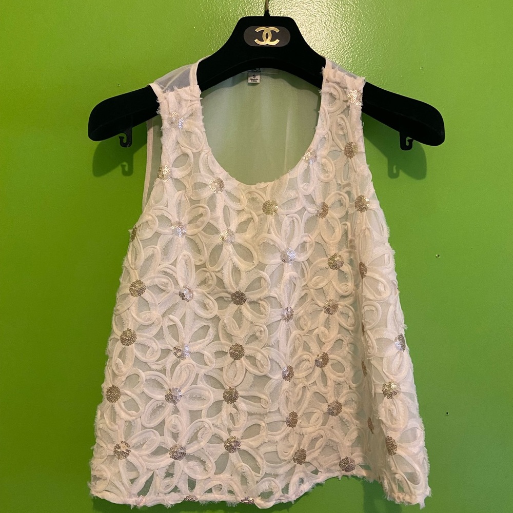 Small beige sheer top